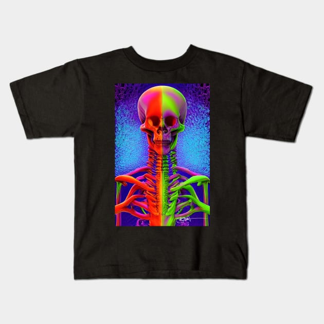 Psychedelic Skeleton Shroom Vibes 6 Kids T-Shirt by Benito Del Ray